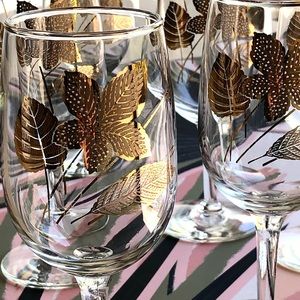 {SET of 6} Gold-Leaf Stemware! Vintage Glassware